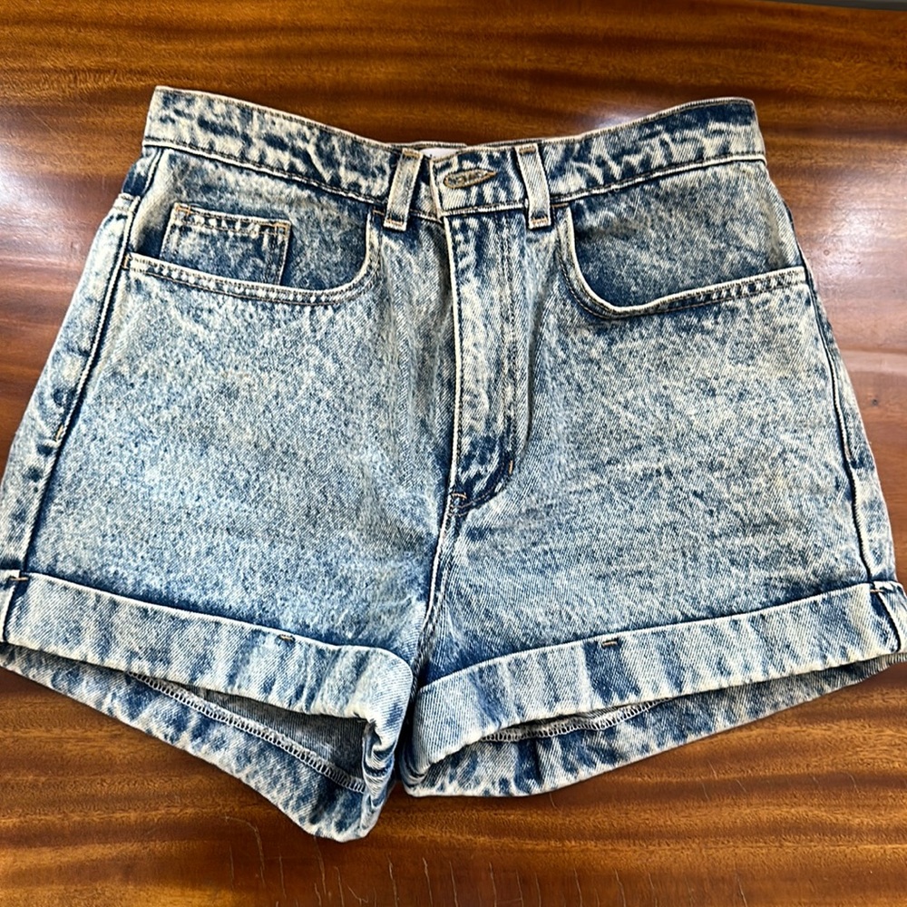 American Apparel | Blue Acid Wash High Waisted Shorts | Size 30